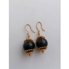 Серьги янтарь, позолота