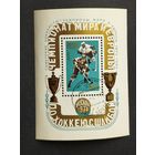 Блок СССР 1973. Чемпионат мира по хоккею с шайбой, Москва (Победители) - Надпечатка