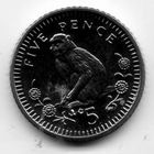 ЗАМОРСКАЯ ТЕРРИТОРИЯ ГИБРАЛТАР 5 пенни /пенсов 2003 АС. ФАУНА. ОБЕЗЬЯНА. Год тип.