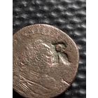 Польша 1 солид 1755 г. Август III с надчеканом Радзивилов - буква R, без мц.