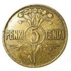 ЛИТОВСКАЯ РЕСПУБЛИКА. ПЕРВАЯ РЕСПУБЛИКА. 5 ЦЕНТОВ 1925 г. ПАГОНЯ.