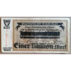 Германия 10000 марок 1923 год, гор. Киль, 2295.4b, ВЗ овалы, надпечатка 1 миллион