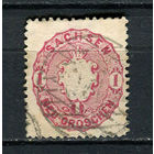 Германские земли - Королевство Саксония - 1863/1867 - Герб 1Ngr - [Mi.16] - 1 марка. Гашеная.  (Лот 50HB)-T4P51