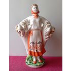 Фарфоровая статуэтка. Девушка со снопом. Крестьянка. Колхозница. Карандашница ЛФЗ.