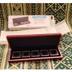 Подарочный деревянный футляр (бокс) Volterra (310х93х32 мм) для 5 монет диаметром 32 мм в капсулах Quadrum (49x49 мм), Leuchtturm HMETUIQ5