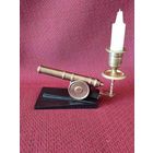 Подсвечник Пушка. СССР. Бронза (латунь), эбонит.