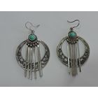 Крупные серьги с подвесками. Диаметр 3.5 см. Мельхиор. Европа.