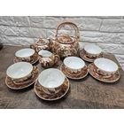 Винтажный японский чайный сервиз в стиле Сацума на 6 персон в коробке