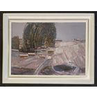 Данциг М.В;85/65,5см."Посёлок", 1967г. Картон, масло. Размер 50х70 см., с родной рамой 85х65,5 см.