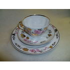 Чайное Трио Костяной Фарфор Рига СССР. Ручная роспись золотом