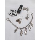 Набор бижутерии 1. Браслет, серьги агат, кольцо, кулон сердце, брошь енот.