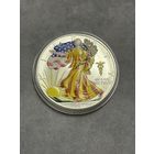 1 доллар 2007 г. Шагающая Свобода. Цветная. США. УНЦИЯ. СЕРЕБРО. 999 пр.