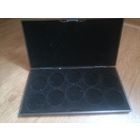 Футляр для хранения монет Серебряные монеты, 10 ячеек (диаметр 4,5 см). Размер 26,7 на 14 см