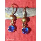 Серебро, серёжки с камнем,875, СССР,без Минимальной цены