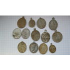 Медальоны религиозные. 13 шт.Белый металл.