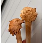 Шпилька, заколка деревянная для волос Орел, Роза Сувель березы, красное дерево Цена за 1