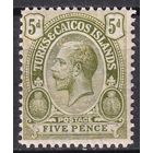 66.BrK. Великобритания. Колонии. Острова Теркс и Кайкос . Георг V. Стандарт. 5 P. 1916 г. Mi.#64a.