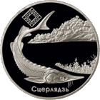 Торги. Серебро. 20 рублей . 2007 год .  Заказнік  Днепра – Сожскі . Заказник Днепро – Сожский . Стерлядь .