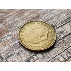 Испания. 1 песета 1963, 66 внутри звезды. Брак, холостое соударение штемпелей. Торг.