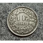 Швейцария 1 франк 1945 год серебро