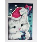 Чукавина Новый год кот котенок двойная чистая вырубка 16,5х24,7 см