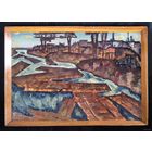 Дударенко Л.А "Плоты на Березине", 1968 г.48х69 см.К/М.