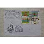 1994, КПД, Казахстан; квартблок "Мультфильмы"; две марки 1992 "Казахстан" на обороте, +СГ, штампы.