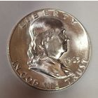 С рубля без мц! 50 центов 1963 Франклин серебро США. Сахарная! Чистое поле!