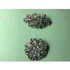 Брошь под Серебро Белые стразы Германия винтаж