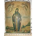 Икона печатная старинная хромолитография  Преподобная Ефросинья Полоцкая.