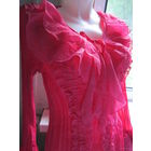 "Жатая" блузка ярко-розового цвета с рюшами, р.44-46