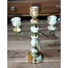 Подсвечник - канделябр на 3 свечи,  оникс, латунь.