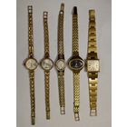 Позолоченые часы с браслетом Позолота Аффинаж Au 10. Au (в квадрате) СССР. Часы Слава, Чайка. 5 шт.