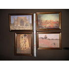 В.В.Верищагин,Джованни Антонио Каналь,Густав Климт,Клод Моне,репродукции(ткань дублирована на картон)в рамках.Новое!С рубля.