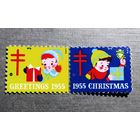 Непочтовые марки США 1955 год Новый год Рождество
