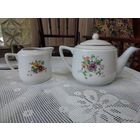 Чайник и молочник, фарфор 40-х, СССР,Вербилки.