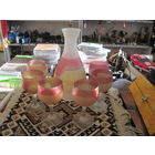 Сервиз для вина(графин и 6 рюмок). Матовое цветное стекло. Иордания.