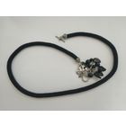 Колье. Виноградные листья. бисер, мельхиор.