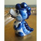 Статуэтка Крокодил Гжель СССР, фигурка советские мультфильмы сказки фарфор Ручная работа Без дефектов Высота 8.5 см.