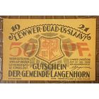 Нотгельд 50 пфеннигов 1922 год. Лангенхорн. Веймарская республика