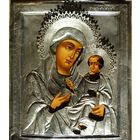 Икона Божией Матери Иверская, 19 век. Оклад Серебро 84 пробы!С рубля! Без мнц!