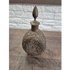 Винтажный стеклянный графин в ажурной медной оплетке, бутылка, сосуд, Китай, 1950-е