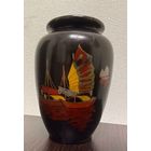 Вьетнамская винтажная деревянная ваза с росписью, 1960 гг.