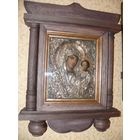 Икона Матерь Божья, оклад серебро 84* проба(1844г.) , ковка. Золочение.