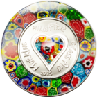 RARE Острова Кука 5 долларов 2015г. "Murrine Millefiori". Муранское стекло. Монета в капсуле, подарочном футляре; сертификат; коробка. СЕРЕБРО 20гр.