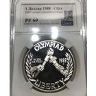 С рубля без мц! 1 доллар 1988 США pf 69 серебро 24 летние олимп. игры