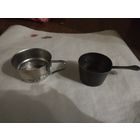 Старинная кокотница, и подстаканник ссср мельхиор.