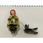 Елочная игрушка Герда девочка в рукавички на прищепке