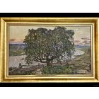 Аракчеев Б.В "Летний вечер", 1963г. Холст, масло. Размер 48х80 см. Вариант каталожной работы "Вечер на Свислочи"