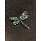 Металлическая брошь "Стрекоза", со стразами.